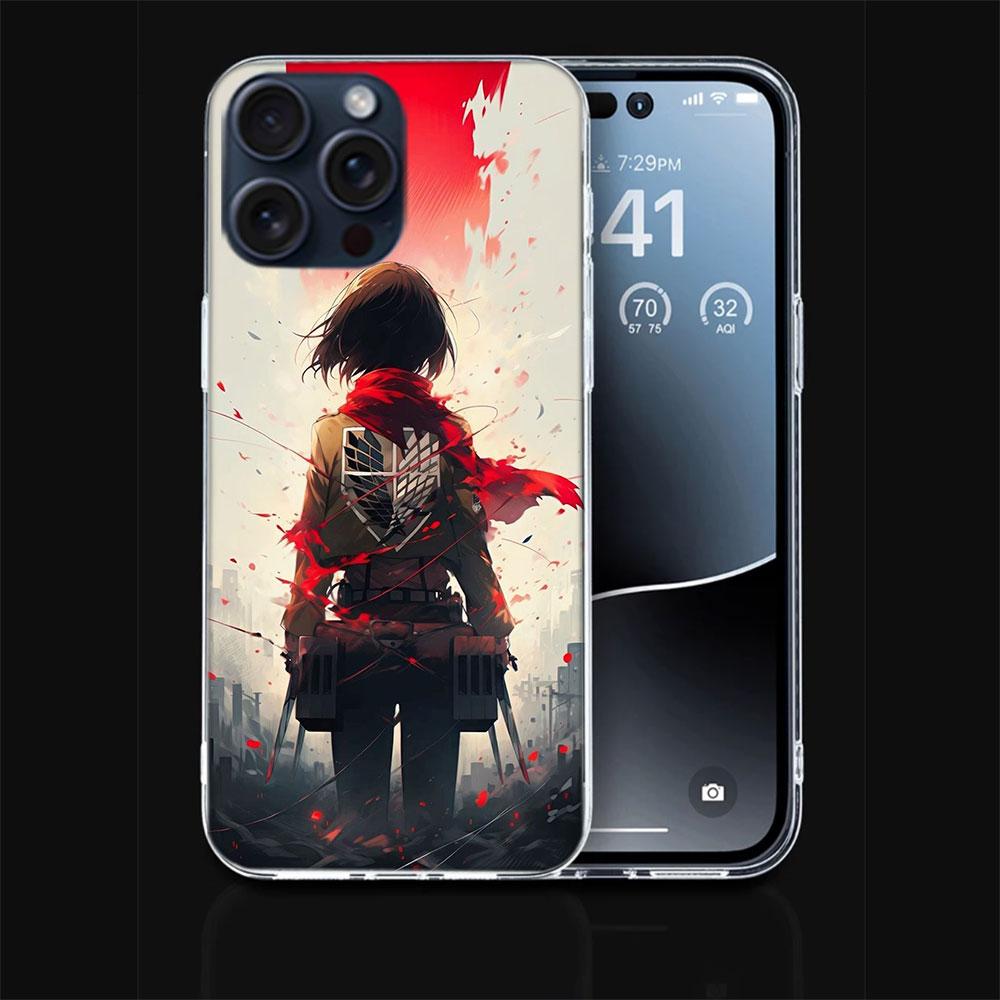Character MIKASA Clear Phone Case For Iphone 17 Air 16 Pro Max 15 Pro 14 Plus 17E 16E 11 13 12 Mini Cover Cases Fundas Cell TPU