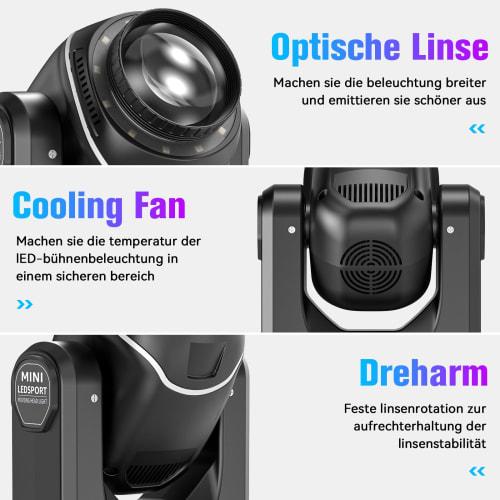 100W LED Moving Light, Stage Lighting, 10 Patterns, 8 Colors, High Brightness, Sound-Activated Strobe, Stylish, Compact, Rotating, DMX512, Remote Cont