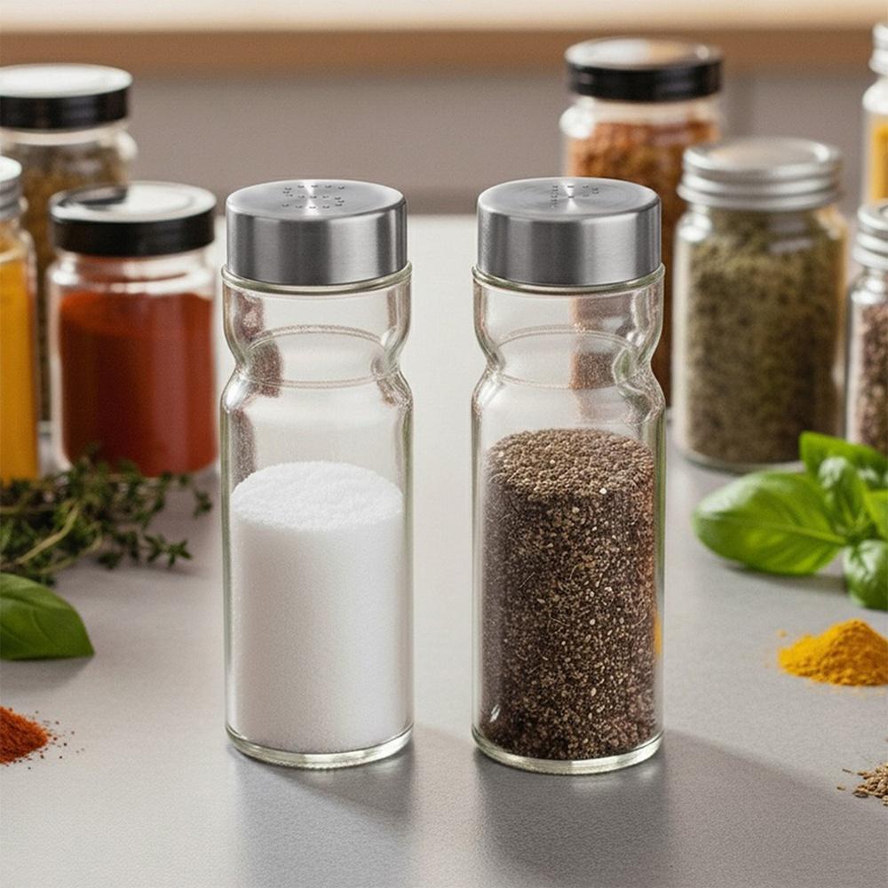 Large Salt Shaker Pepper Shaker Set Containers for Salt Pepper Glass 170 Ml