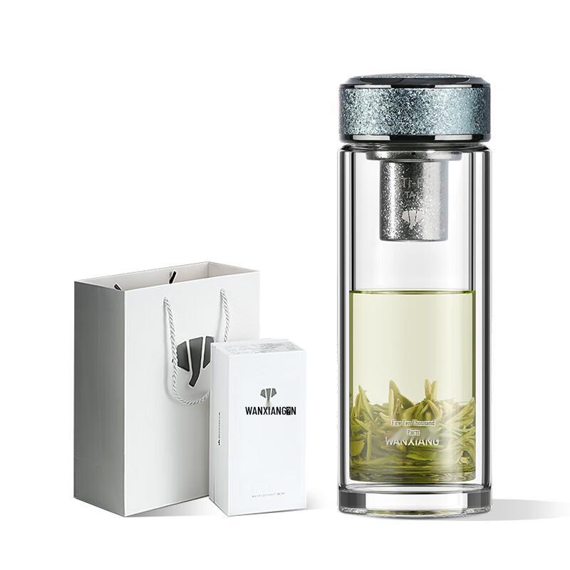 Wanxiang Titanium Silver Antibacterial Double-Layer Glass Tea Infuser Bottle
