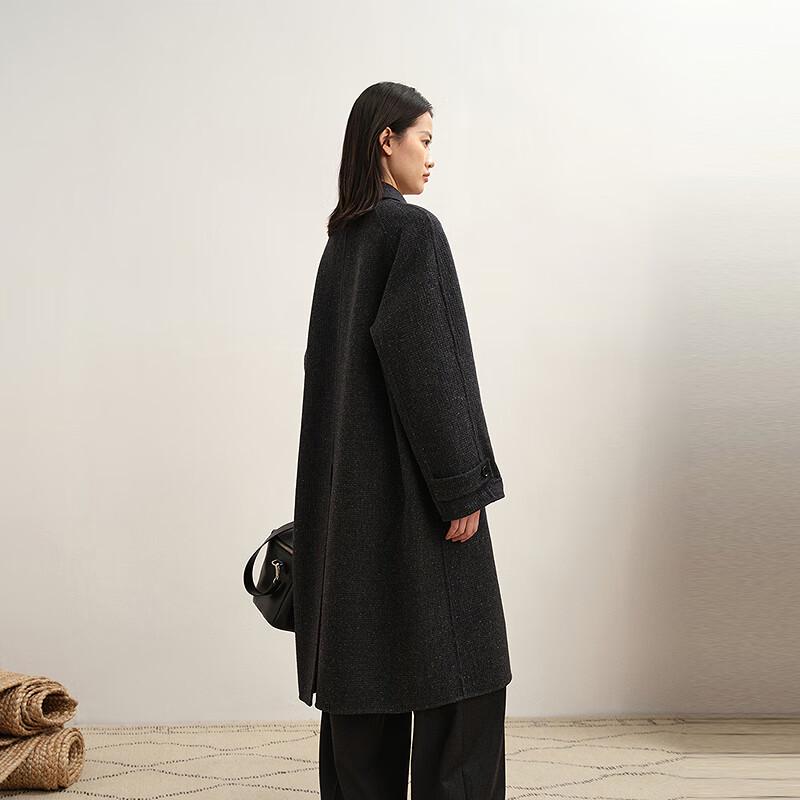 Less Women's Loose Lapel A-line Long Wool Coat