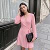 European and American New Satin Dress Women's Long-sleeved Temperament To Cover the Stomach, Fashionable and Thin Solid Color Slim-fitting Skirt