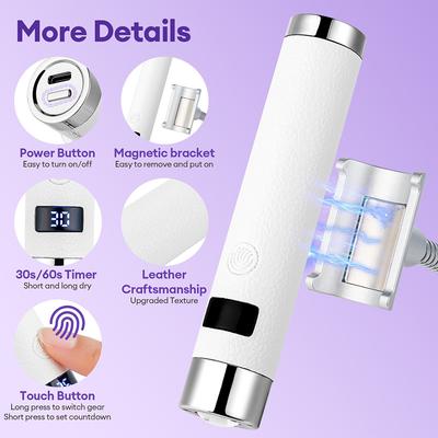 Portable UV Nail Lamp Handheld Stand USB Rechargeable Gel Nails Lamp With Flexible Hose LED Therapy Light Nail Art Tools