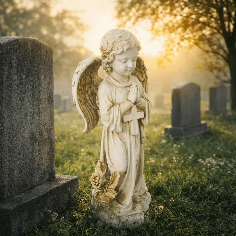 Praying Pose Resin Praying Angel Figurine Solar Powered Memorial Angel Porch Decoration