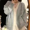 Women's Korean Style Bow Knit Cardigan - Loose Fit, Autumn/Winter 2025 Collection