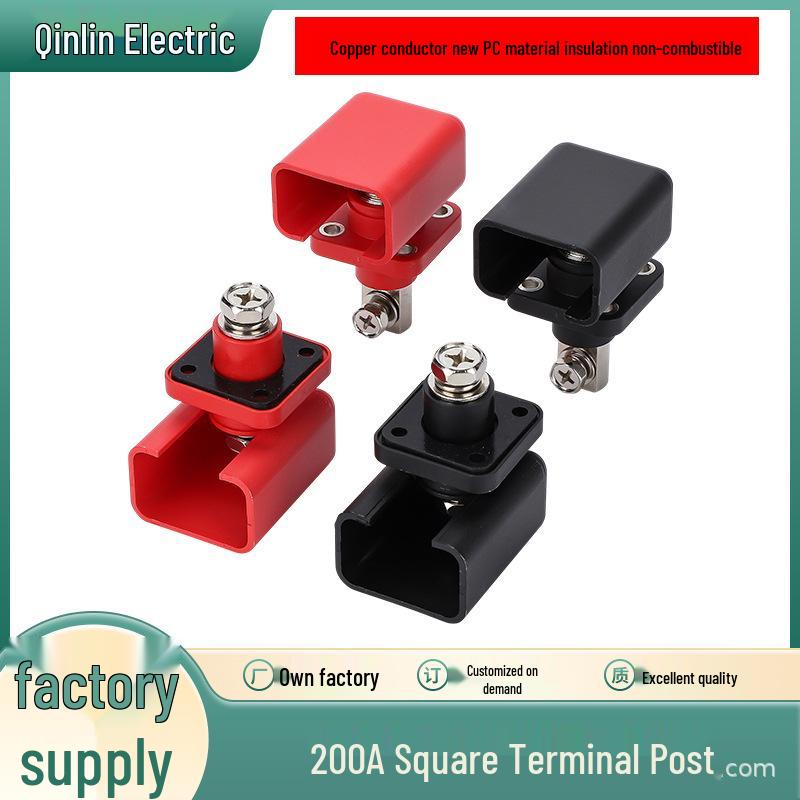 200A Industrial Connector: Pure Copper Terminal Post, High-Current Wall-Penetrating Plug-in, Lithium Battery Compatible
