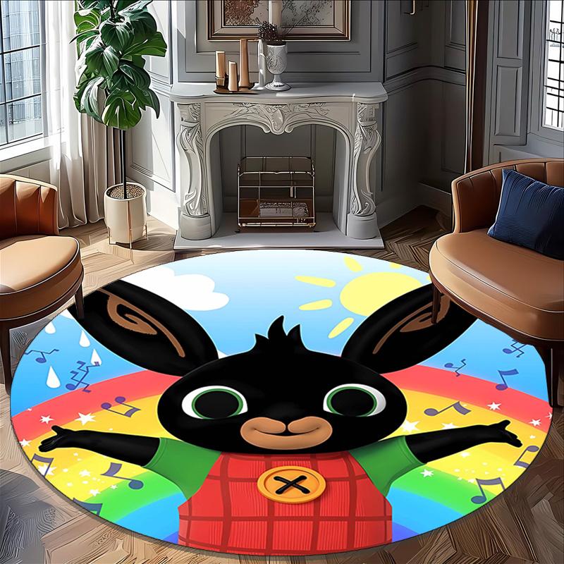 1pc Bing Bunny3 Design Printed Area Round Carpet for Bedroom Living Room Home Decor Rugs Mat Non Slip Mat Rug for Bedside