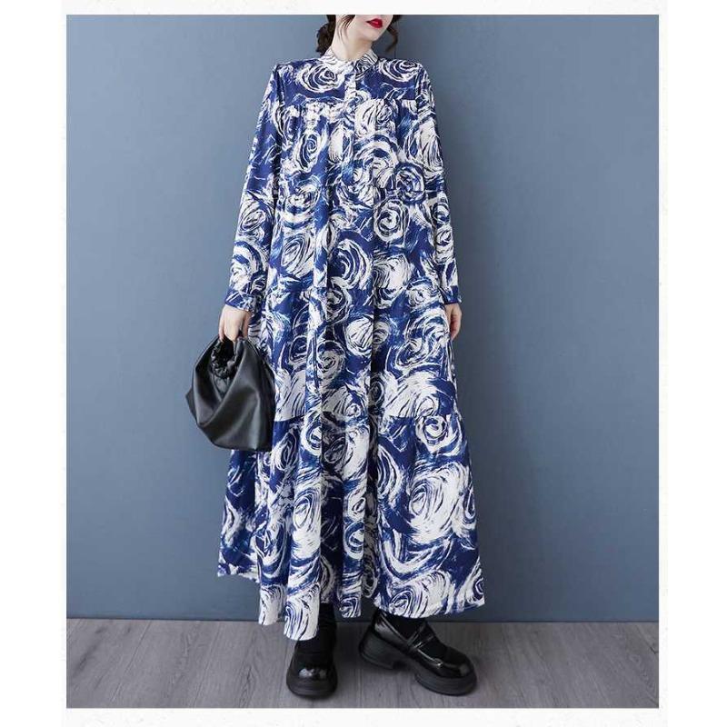 Women's Loose and Fashionable Long Sleeved Mid Length Dress