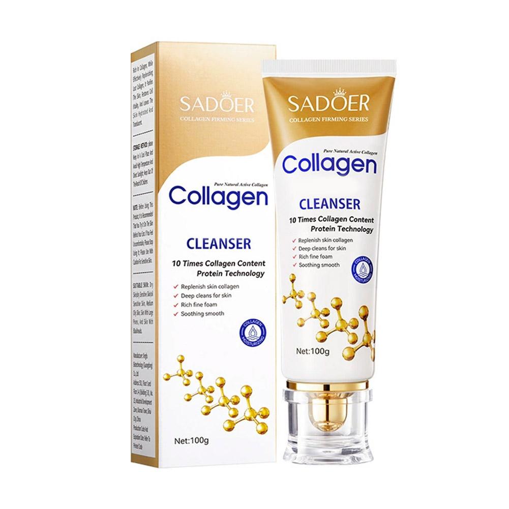 100G SADOER Collagen Facial Cleanser skincare Firming Moisturizing Face Cleansing Face Wash Foam Cleanser Skin Care Products