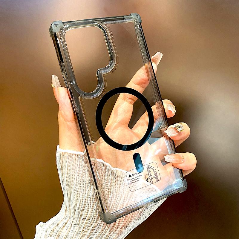 Luxury Transparent Hard Acrylic Case For Samsung Galaxy S25 S24 S23 S22 Plus FE S 25 24 S25Ultra S24Ultra Magsafe Charge Covers