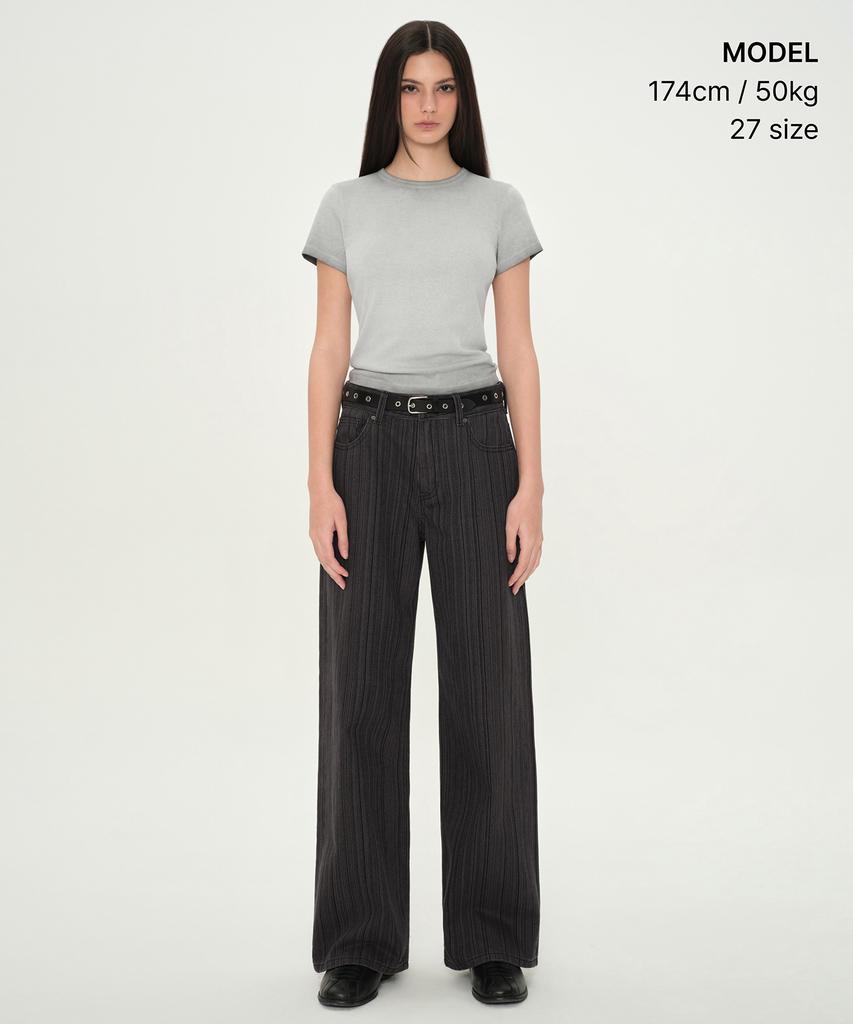 MUSINSA STANDARD WOMAN Women'S Vertical Stripe Wide Pants [Dark Gray]