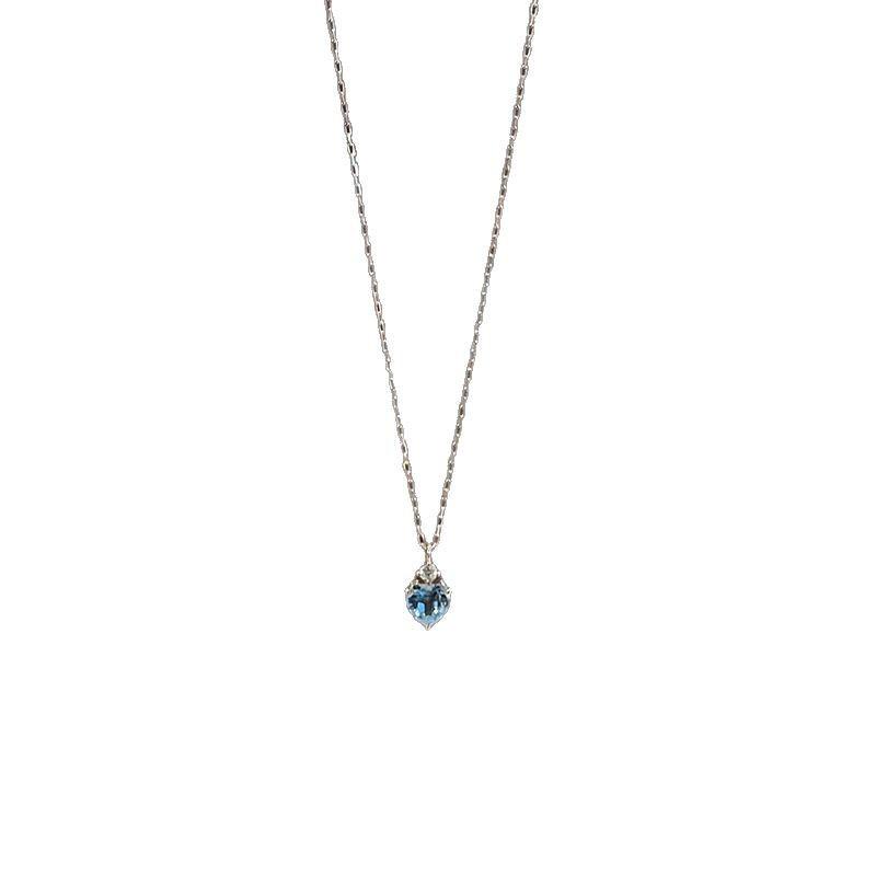 Blue Ocean Heart Aquamarine Rhinestone Pendant Necklace