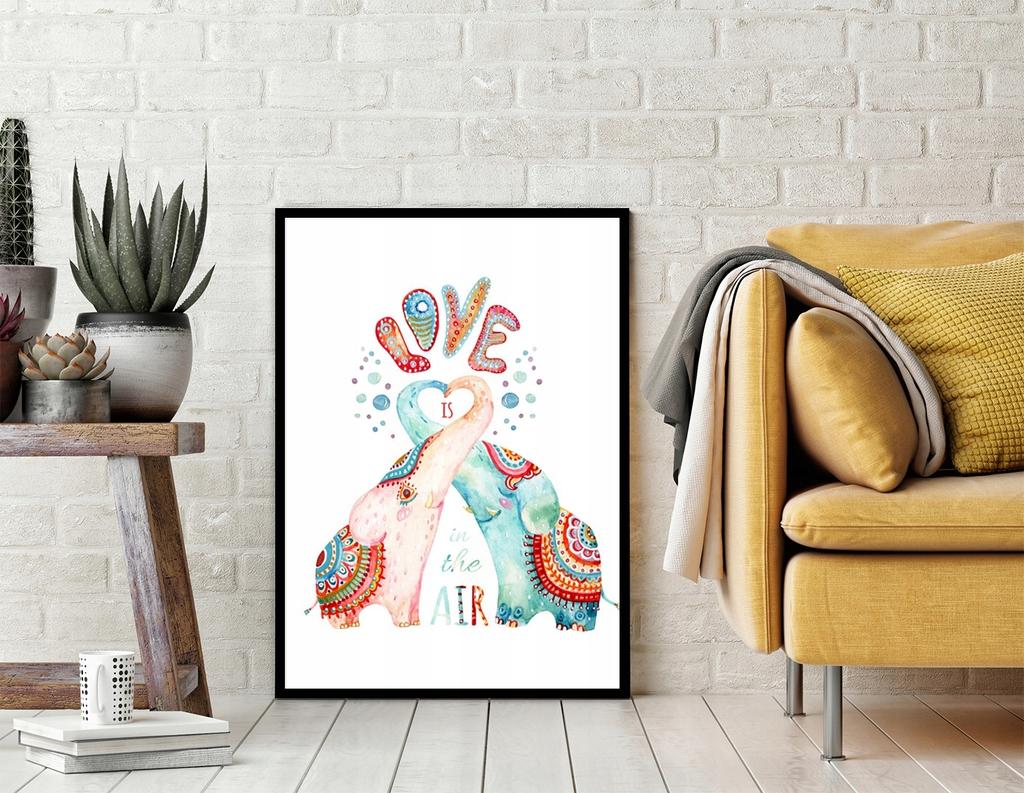 Picture Poster In a Frame 53x73 Cm Elephants P998