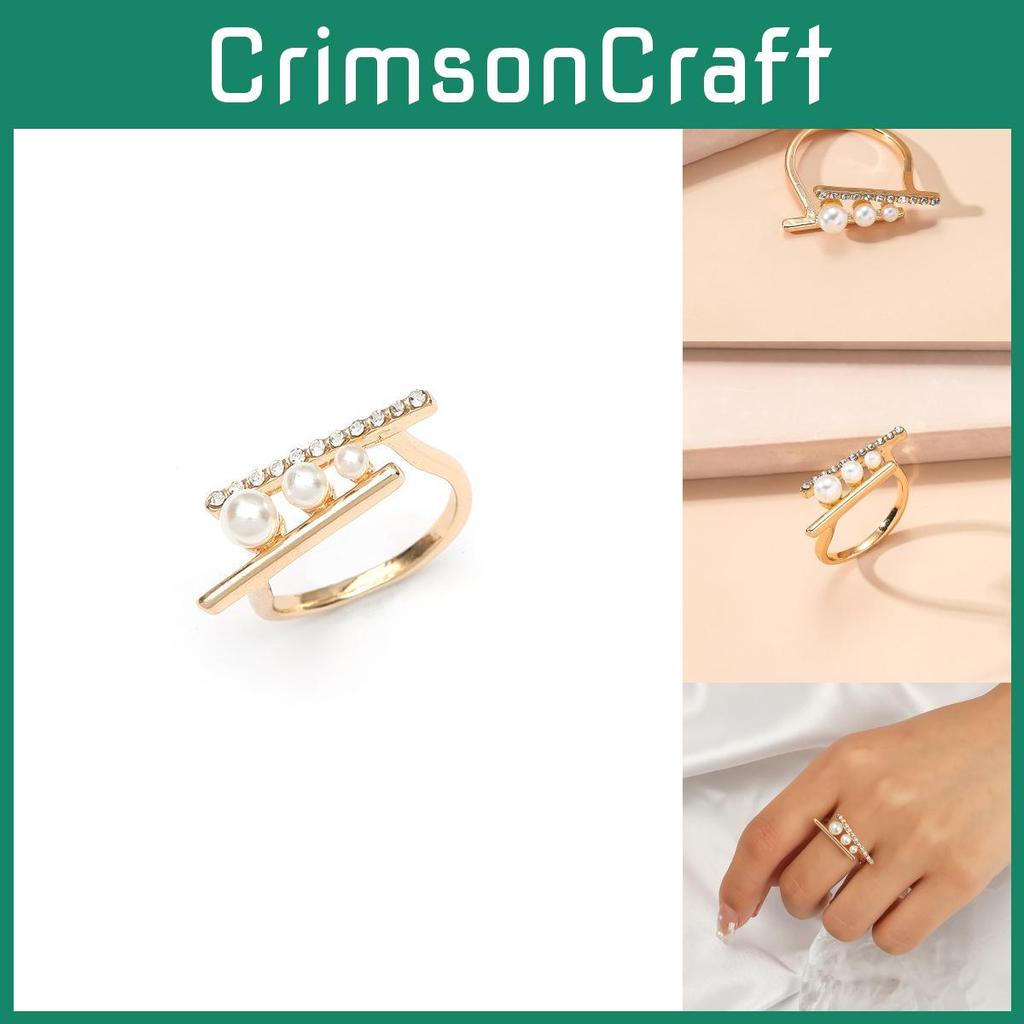 Modern Pearl Minimalist Adjustable Ring With Unique Geometric Design Ideal For Fashion Enthusiasts