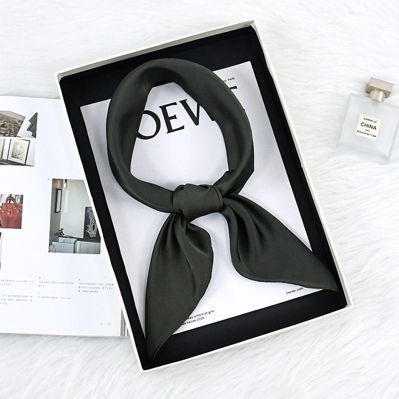 Spring/Autumn Solid Color Silk Scarf: 70cm Stylish & Versatile Women's Neck Accessory