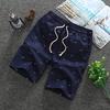 Summer Shorts Men Fitness Sport Elastic Waist Drawstring Shorts Men's Beach Pants Calf-length Design Fish Bone Printing Male