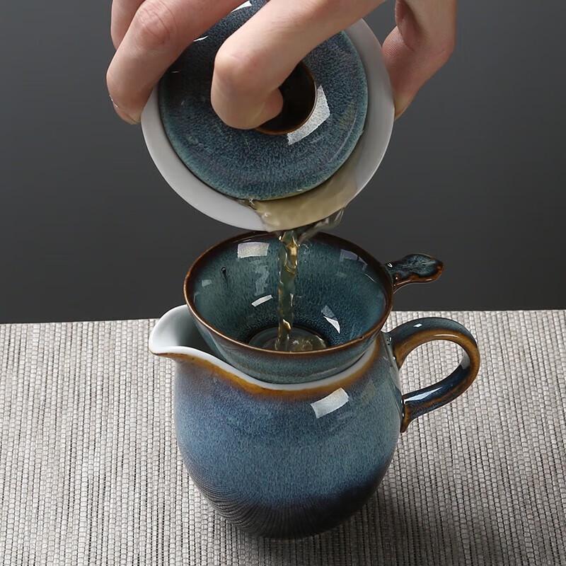 New Kiln-Glazed Silver Thread Ceramic Tea Set