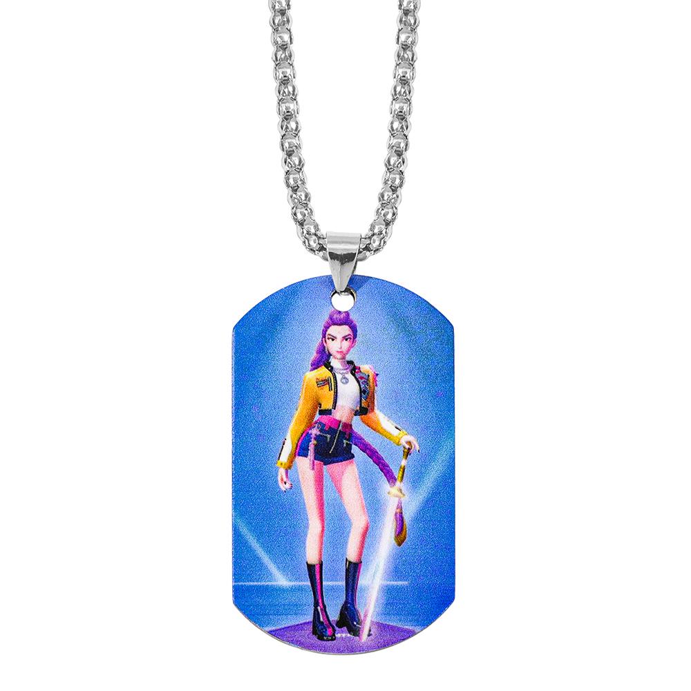 1pc KPop Demon Hunters Rumi Mira Zoey Blue Tiger Stainless Steel Pendant Necklace Unisex Fashion Chain Jewelry Fans Gift