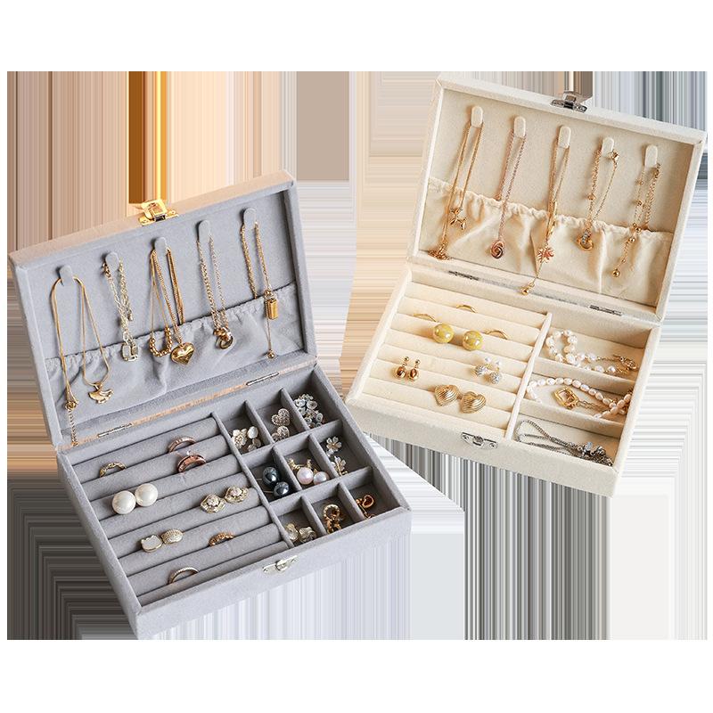 Pudełko na biżuterię Klamra Naszyjnik Kolczyki Biżuteria Ręczna Pudełko na biżuterię Duża Pojemność Przechowywanie w Szufladzie Pokryte Pudełko do Przechowywania Biżuterii