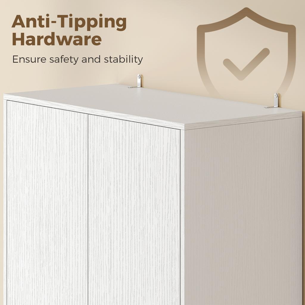 170 cm Tall Kitchen Cupboard Soft-Close Hinges White Wood Effect