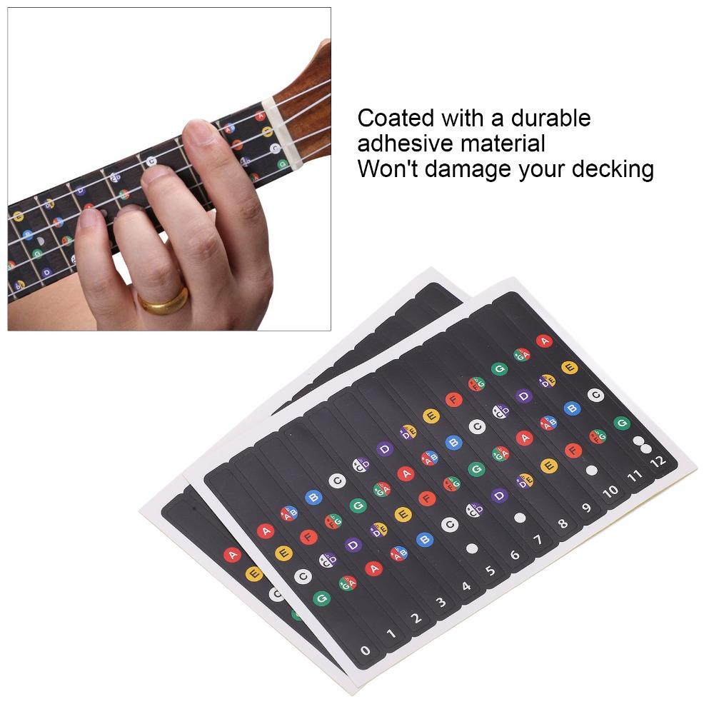 4PCS Multi-color Ukulele Fretboard Stickers PVC Material Ukulele Note Sticker For Beginner