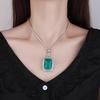 Jewelry Copper Bottom Gold Plated Fashion Imitation Emerald Square 20 * 28 Pendant Necklace