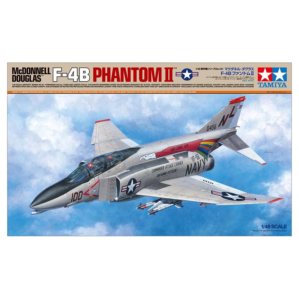 

Tamiya 1/48 scale Aircraft Series No. 121 McDonnell Douglas F-4B Phantom II Plastic Model Kit 61121