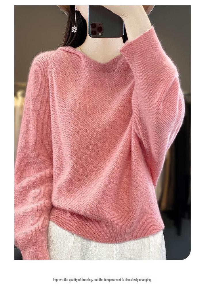 Women's Soft V-neck Sweater - 2026 Autumn/Winter Loose Knit Long Sleeve Pullover Top