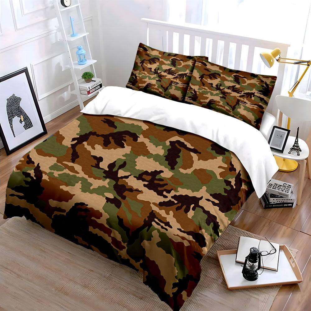 Camo Three-Piece Set For Outdoors Kid'S And Adults' Bedroom Decor, Exquisite Three-Piece Bedding Set Gift