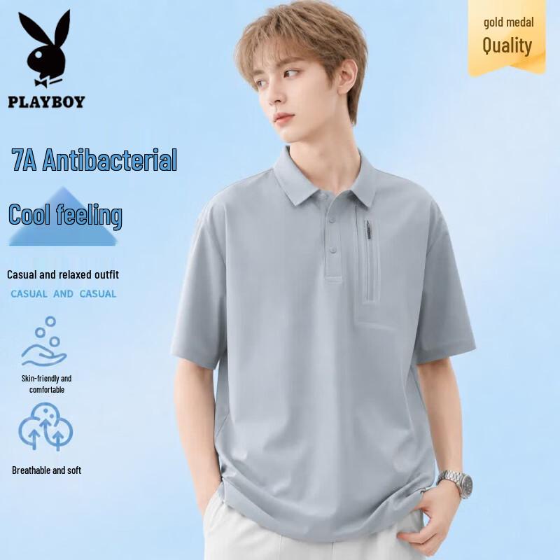 Playboy Men s Business Casual Short Sleeve Polo Shirt M