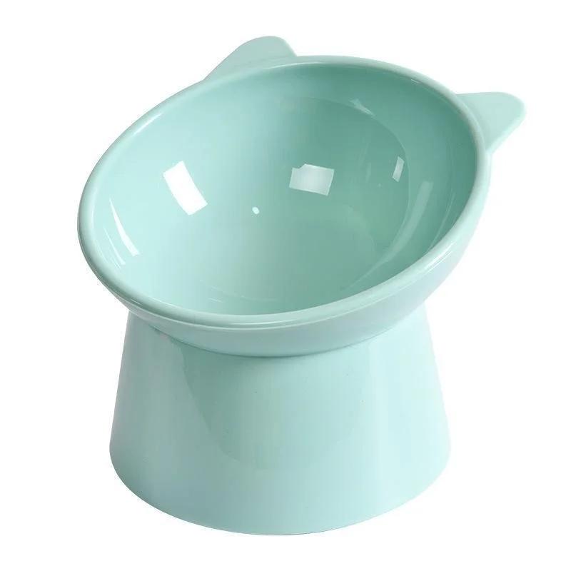 Elevated Tilted Cat Bowl, Raised Cat Ear Food Water Feeder, Neck Protection Pet Dish, Non-Slip High Foot Bowl