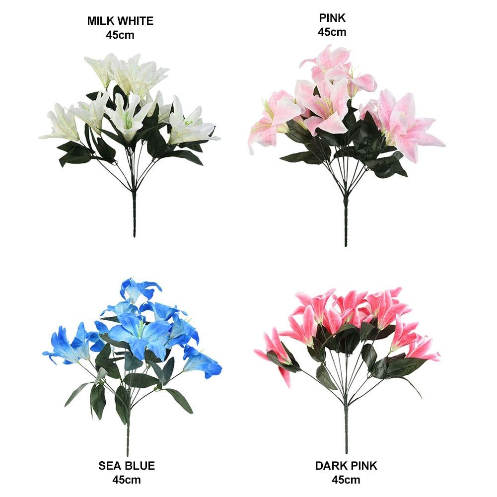 Exquisite 45cm Artificial Lillies 10 Head Flower Bunch Elegant Home Decor