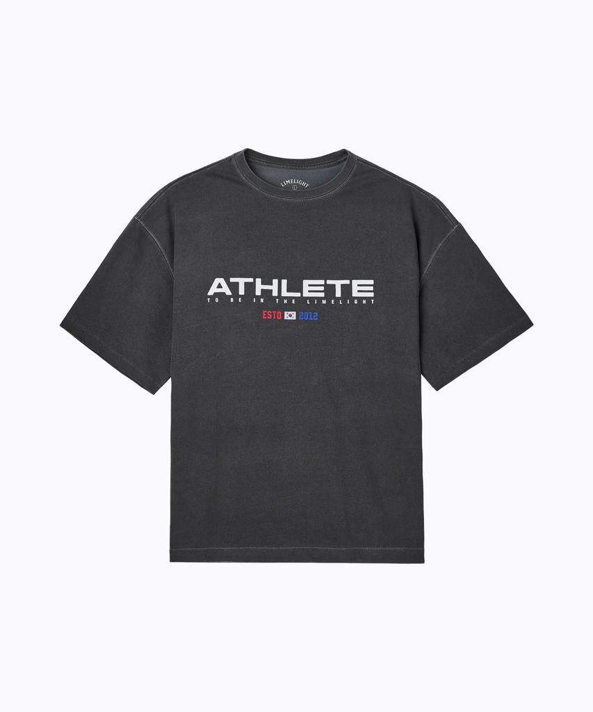 LIMELIGHT APPAREL Athlete Big Logo Cooling Oversized T-Shirt (Charcoal/White)