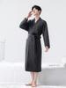 Women's Velvet Pajama Set with Fleece-Lined Pants and Thick Coral Fleece Bathrobe for Autumn/Winter