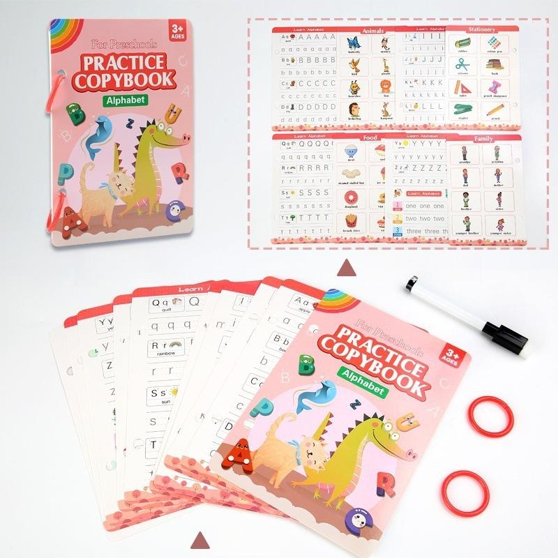 

English Children s Hard Penmanship Practice Book with Magic Writing Exercises Montessori Drawing Education Workbook Aged 3-8