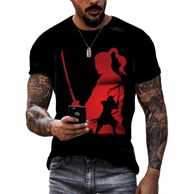 Estate Retro Cool Warrior magliette grafiche per uomo Moda Casual Personalità Tough Guy 3D stampato O-Collo Manica corta Tees Tops
