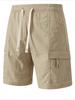 Cotton blend men's casual shorts with drawstring waistband and pants pockets - Lightweight, breathable fabric for summer and outdoor activities