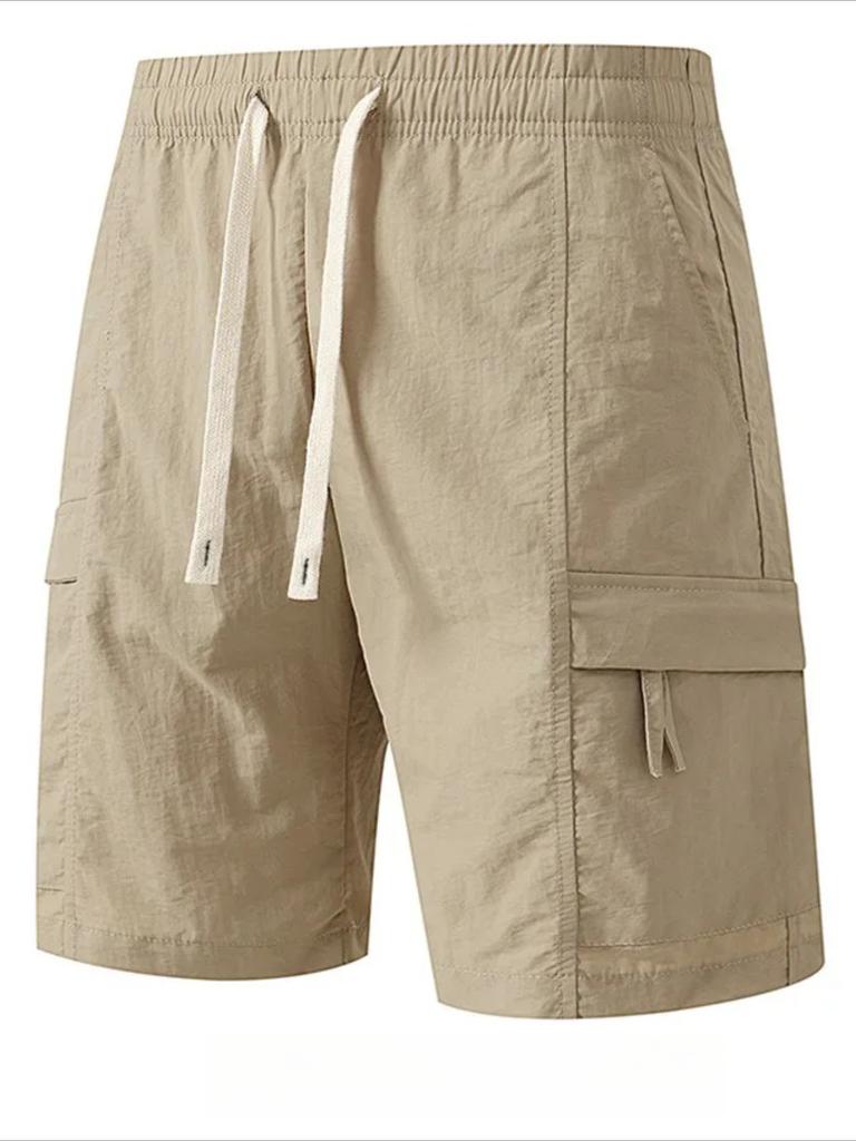 Cotton blend men's casual shorts with drawstring waistband and pants pockets - Lightweight, breathable fabric for summer and outdoor activities