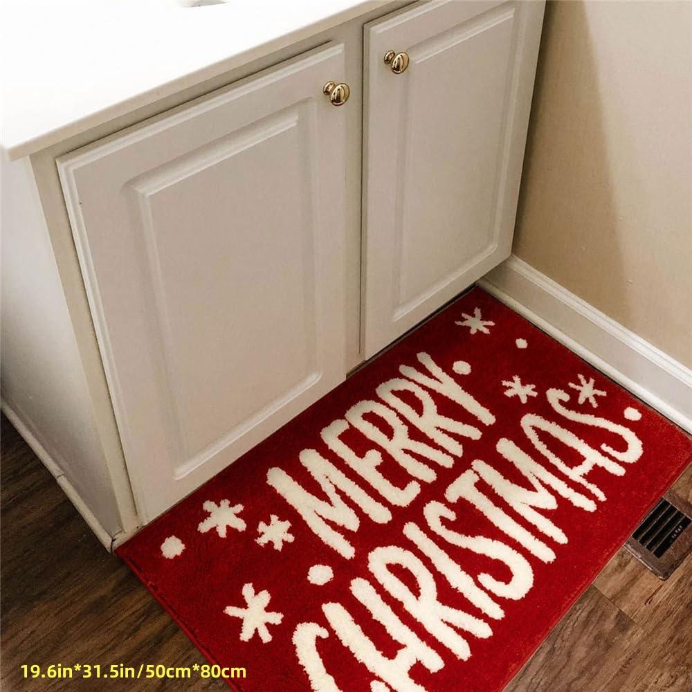 VIKAMA Christmas Bathroom Mat Soft Non-Slip Living Room Bedroom Rug Entryway Welcome Doormat Christmas Home Decor