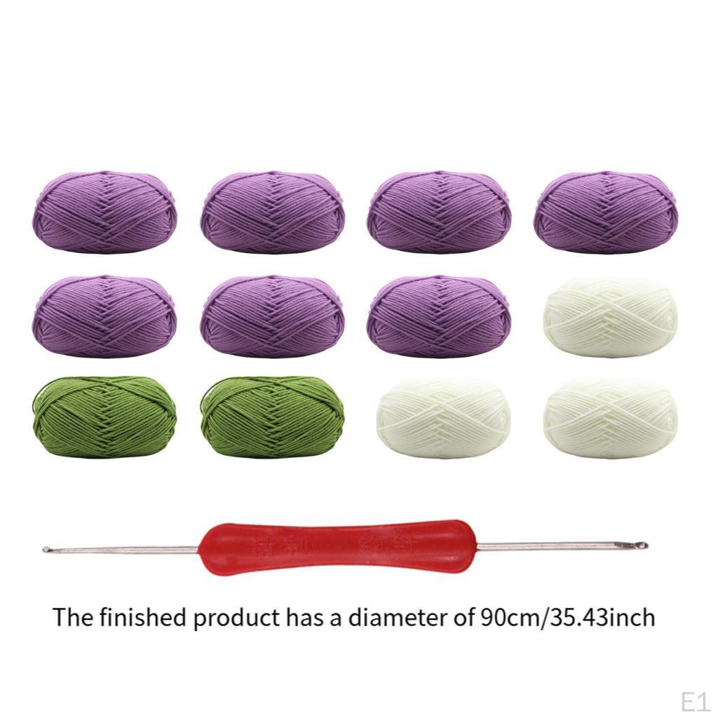 Flower Blanket Crochet Kit Gift Starter for Enthusiast Beginners Purple White