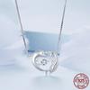 S925 Sterling Silver Connected Double Dolphins Necklace Shiny Zircon Love Neck Chain for Women Fine Jewelry