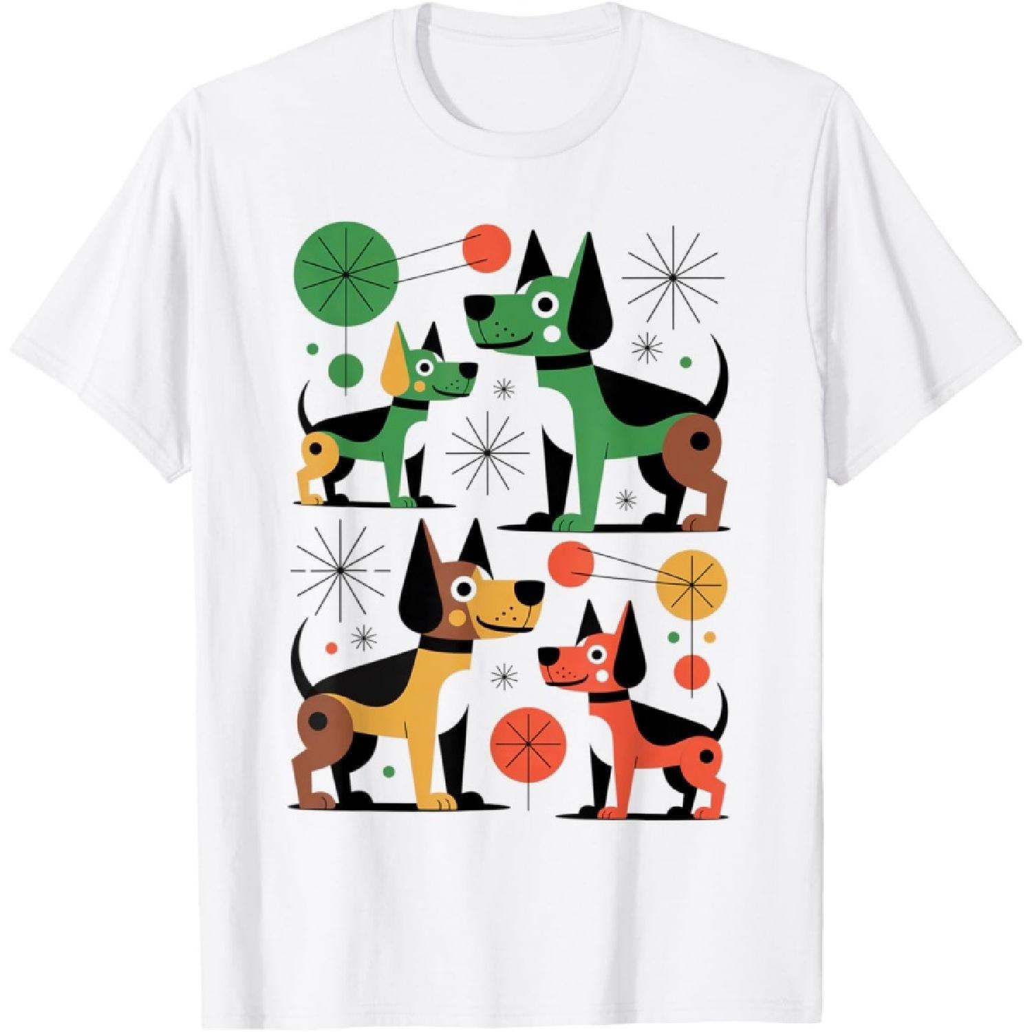 Ретро Мид-сенчури Модерн Собаки Стиль 50-х 60-х Футболка XXXXXL белый