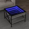 VidaXL Coffee Table with LED Infinity Sonoma Grey 50x50x38 Cm, Side Table, Living Room Table, Side Table, End Table 847700