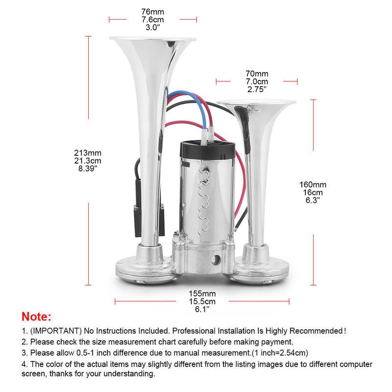 12V 600dB Super Loud Dual Horn Speakers Dual Electric Air Horn Kit With Compressor for Vehicle, Car, Truck, and Bat