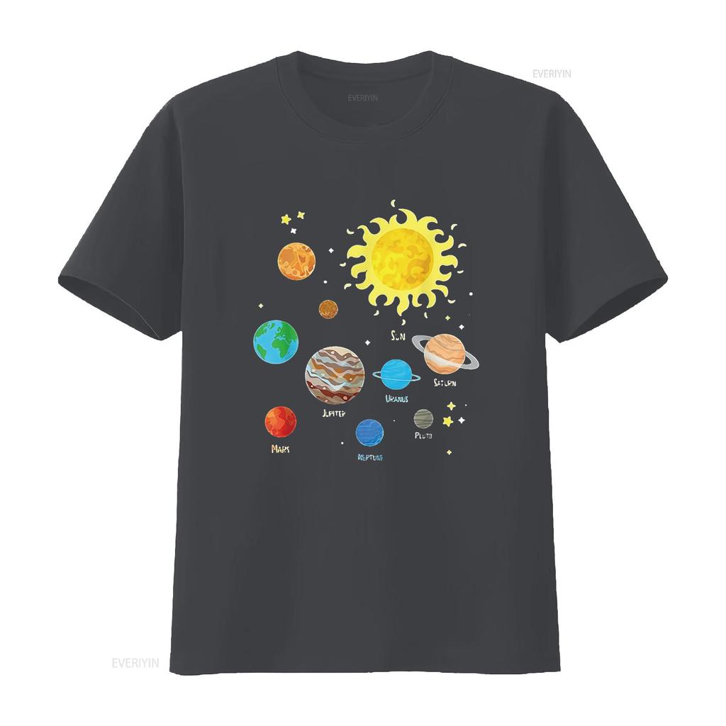 Mens Solar System Dwarf Planets Astronomy Lover Astronaut T Shirt Black 2XL Vintage Washed Versatile Soft Fashion Unisex