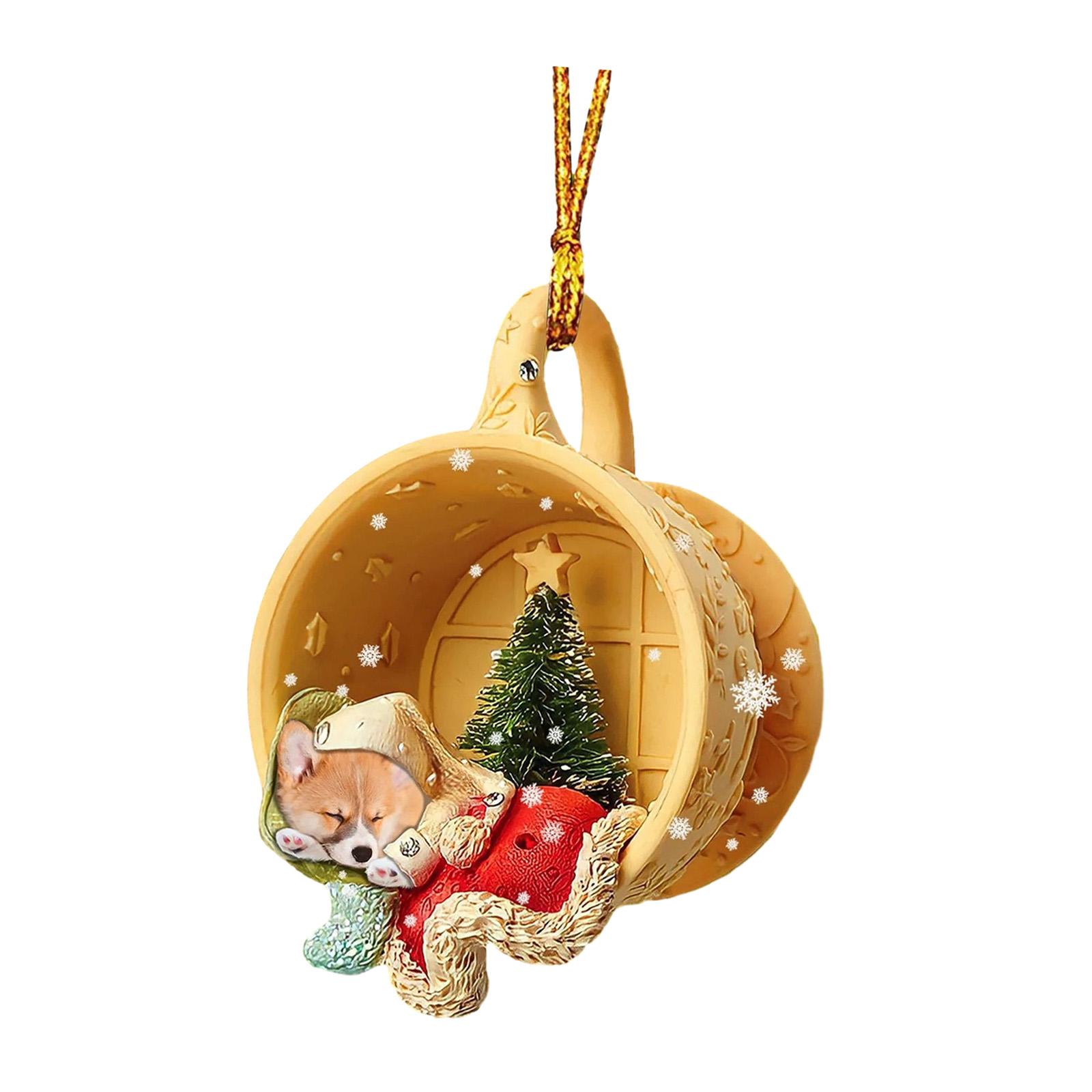 

Christmas Dog Pendant Ornament Cute Xmas Holiday Decor with Hats Christmas Tree Ornament Xmas Tree Dog Statue for Bag Holiday