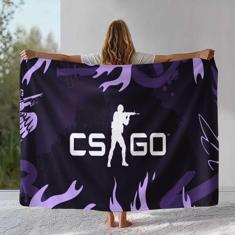 CS GO Counter Strike Game Flannel Blanket,Ultra Soft Warm Plush Throw for Home Bedroom Bed Sofa Cover Office Camping Picnic gift