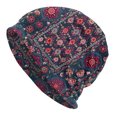 Antique Bohemian Persian Embroidery Skullies Beanies Caps Winter Warm Knitted Hat Adult Geometric Ethnic Floral Bonnet Hats
