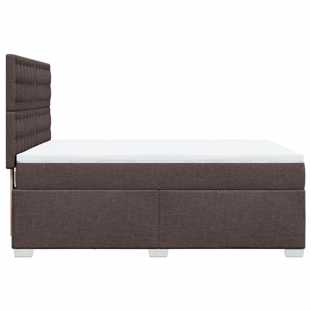 Box Spring Bed with Mattress Dark Brown 160 X 200 Cm Fabric