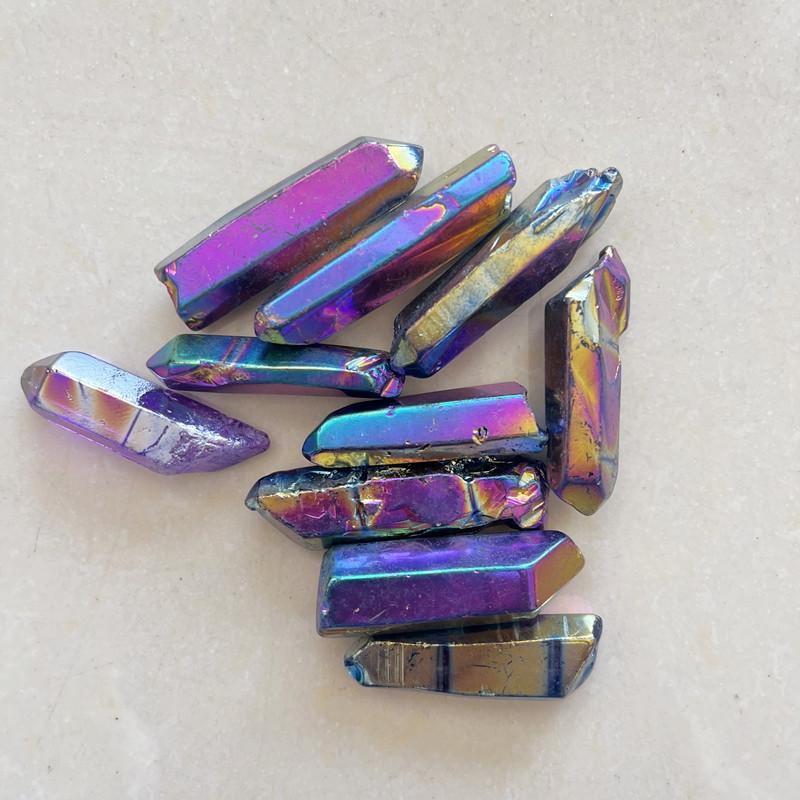 TikTok Cross-Border Multicolor Crystal Column Ornaments - Electroplated Blue, Pink, and Purple